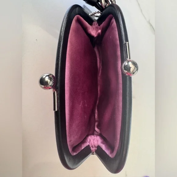 Coach Ladybug Embroidered Signature & Suede Lurex Kisslock Coin Pouch 💎 🐞 - Picture 5 of 10